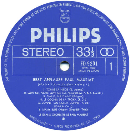 Paul Mauriat : Best Applause Paul Mauriat (2xLP, Comp, Gat)