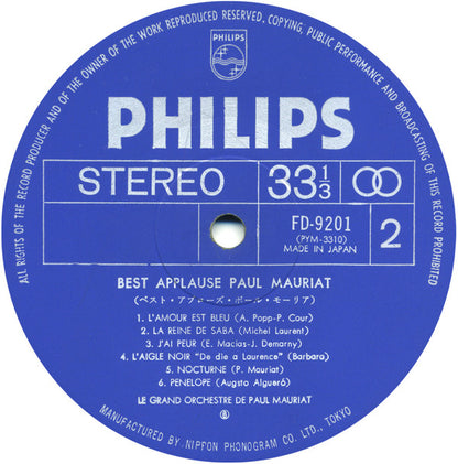 Paul Mauriat : Best Applause Paul Mauriat (2xLP, Comp, Gat)