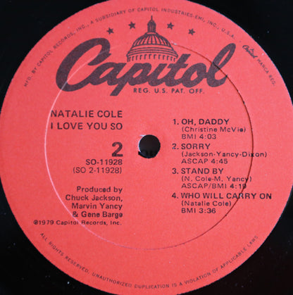 Natalie Cole : I Love You So (LP, Album, All)