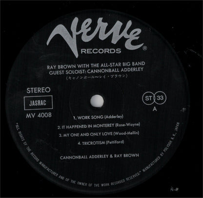 Ray Brown With The All-Star Big Band*  Guest Soloist: Cannonball Adderley : Ray Brown With The All-Star Big Band - Guest Soloist: Cannonball Adderley (LP, Album, RE)