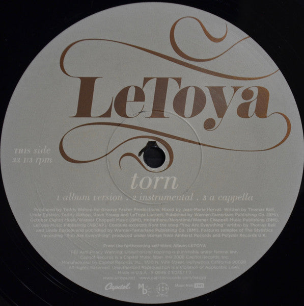 LeToya : Torn (12", Single, Promo)