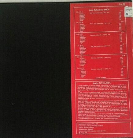 Jean-Sébastien Bach* - André Navarra : Les Suites Pour Violoncelle BWV 1007 A 1012 (3xLP + Box)