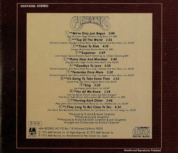 Carpenters : The Singles 1969-1973 (CD, Comp, RE, Gol)