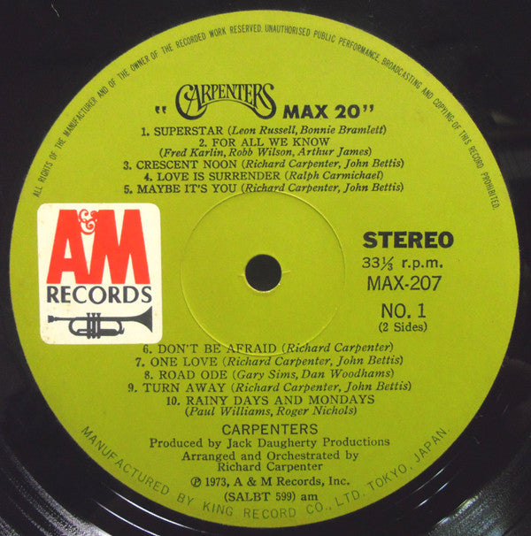 Carpenters : Super Max 20 (LP, Comp)