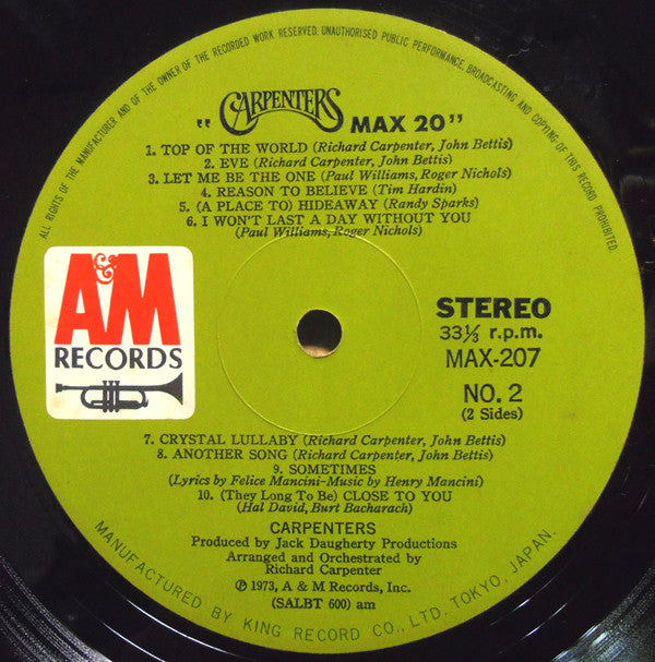 Carpenters : Super Max 20 (LP, Comp)