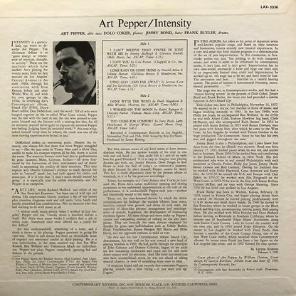Art Pepper : Intensity (LP, Album, Ltd, RE)