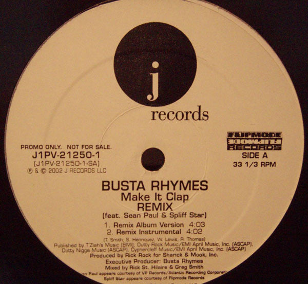 Busta Rhymes : Make It Clap (Remix) (12", Single, Promo)
