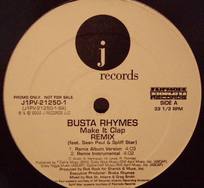 Busta Rhymes : Make It Clap (Remix) (12", Single, Promo)