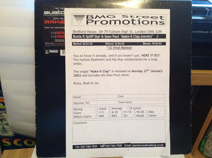 Busta Rhymes : Make It Clap (Remix) (12", Single, Promo)