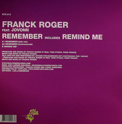 Franck Roger Feat. Jovonn : Remember (12")