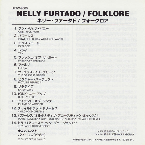 Nelly Furtado : Folklore (CD, Album, Enh)