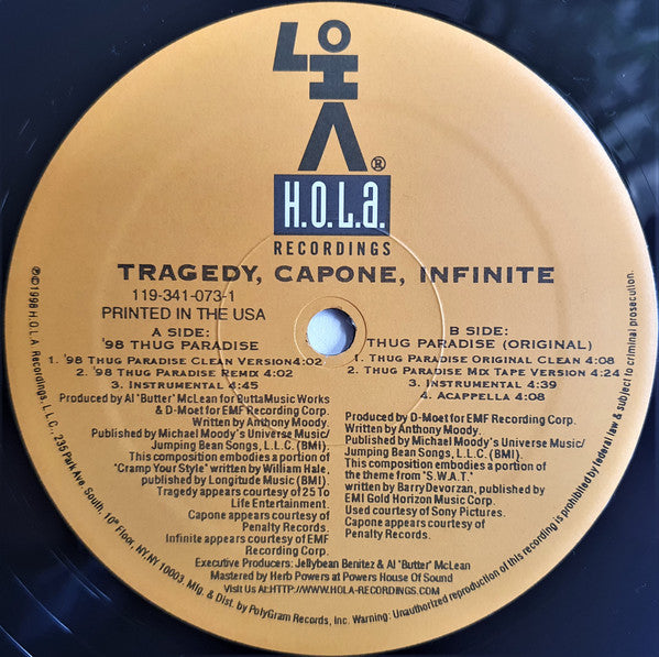Tragedy*, Capone (3) & Infinite (5) : '98 Thug Paradise (12")