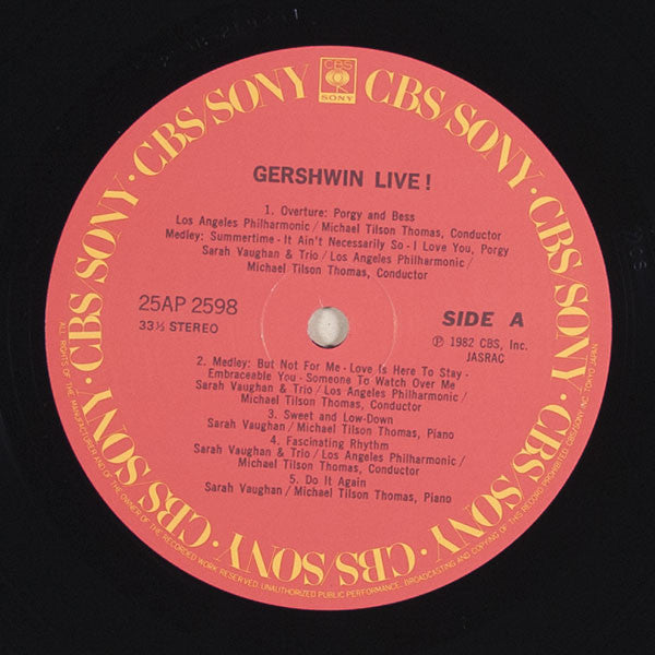Michael Tilson Thomas, Sarah Vaughan, Los Angeles Philharmonic Orchestra : Gershwin Live! (LP, Album)