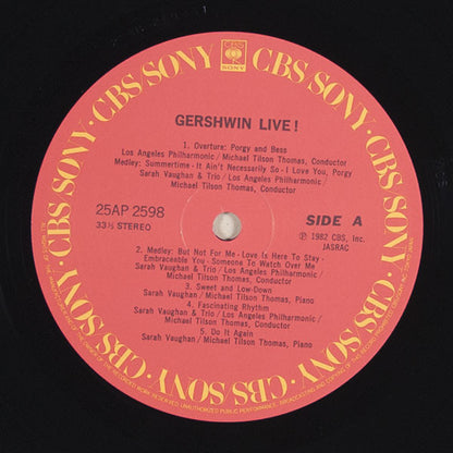 Michael Tilson Thomas, Sarah Vaughan, Los Angeles Philharmonic Orchestra : Gershwin Live! (LP, Album)