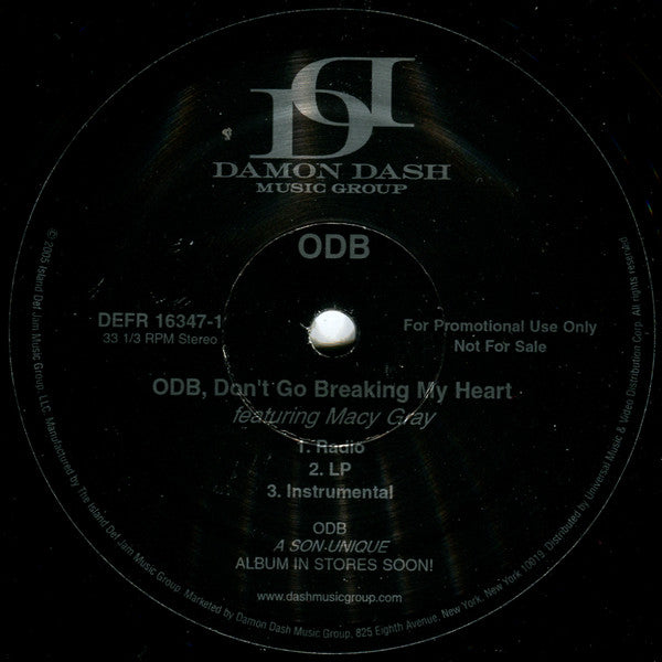Ol' Dirty Bastard featuring Macy Gray : ODB, Don't Go Breaking My Heart (12", Promo)
