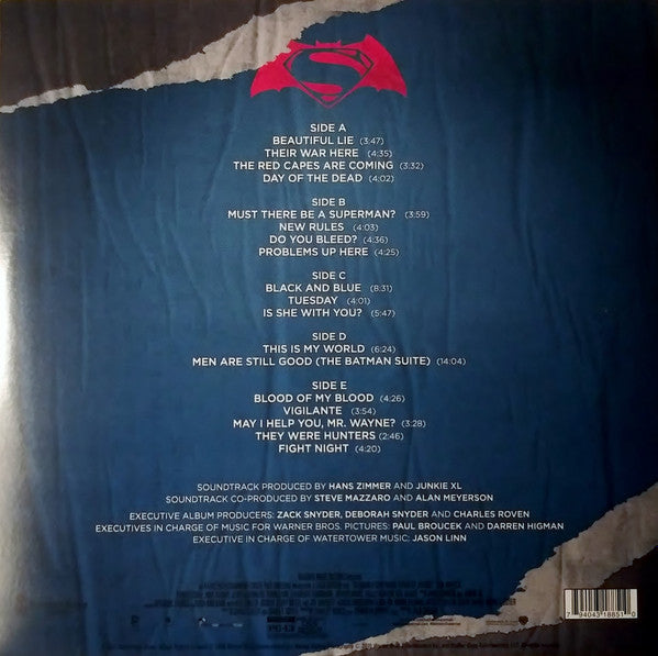 Hans Zimmer & Junkie XL* : Batman v Superman: Dawn of Justice (Original Motion Picture Soundtrack) (Album, Dlx + 2xLP + LP, S/Sided, Etch)