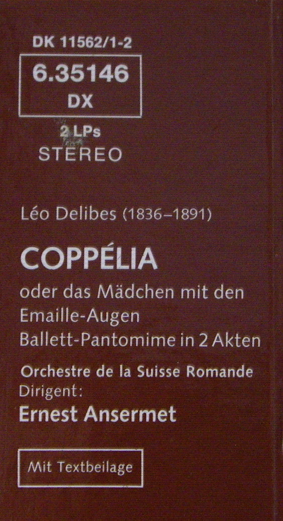 Léo Delibes, L'Orchestre De La Suisse Romande - Ernest Ansermet : Coppélia  Vollständiges Ballett (2xLP, RM + Box)