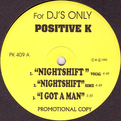 Positive K : Night Shift / Car Hoppers (12", Promo, RP)