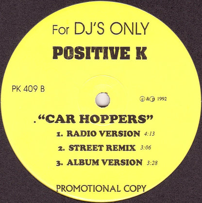 Positive K : Night Shift / Car Hoppers (12", Promo, RP)
