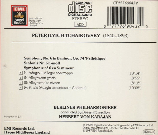 Berliner Philharmoniker · Herbert von Karajan : Tchaikovsky / Symphony No. 6 / Pathétique« (CD, Album)