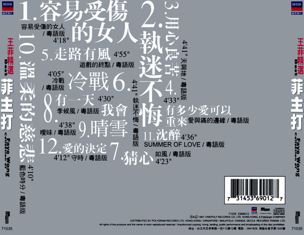 王菲* : 王菲精選 菲主打 (2xCD, Comp)