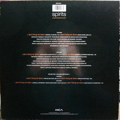 Spirits : Don't Bring Me Down (12", Single, 1/2)