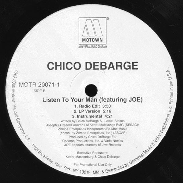 Chico DeBarge feat. Joe : Listen To Your Man (12", Promo)