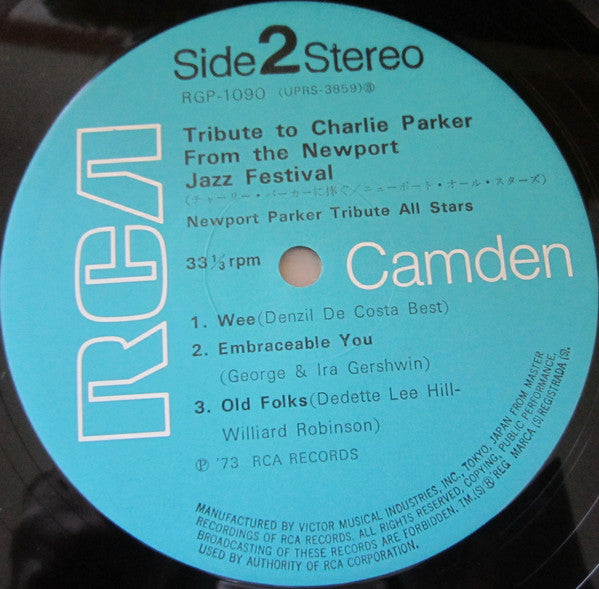 Newport Parker Tribute All Stars : Tribute To Charlie Parker From The Newport Jazz Festival (LP, Album, RE)