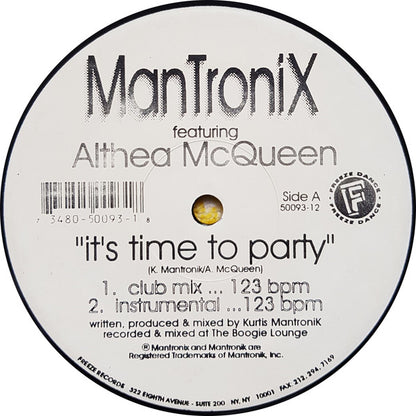 Mantronix Featuring Althea McQueen : It's Time To Party (12")