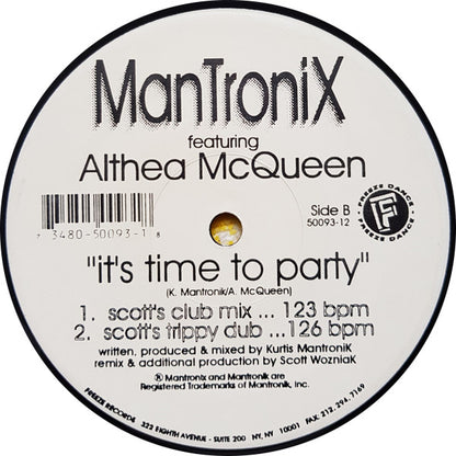 Mantronix Featuring Althea McQueen : It's Time To Party (12")