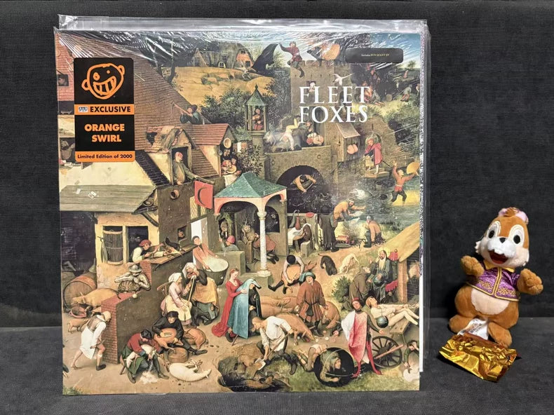 Fleet Foxes – Fleet Foxes – Newbury Comics Orange Swirl Vinyl with Sun Giant EP front cover