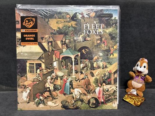 Fleet Foxes – Fleet Foxes – Newbury Comics Orange Swirl Vinyl with Sun Giant EP front cover