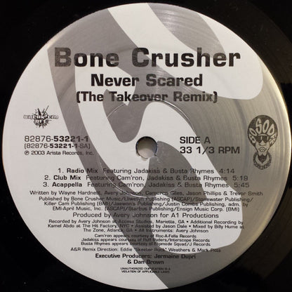 Bone Crusher (2) : Never Scared (The Takeover Remix) / Back Up (12")