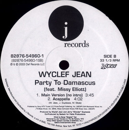 Wyclef Jean Feat. Missy Elliott – Party To Damascus – edition reference image