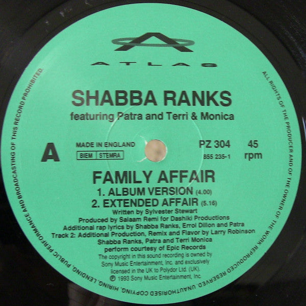 Shabba Ranks Featuring Patra & Terri & Monica – Family Affair – edition reference image