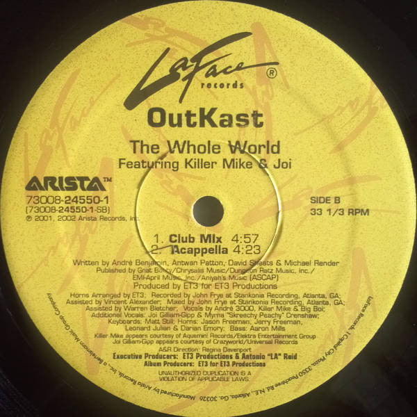 OutKast Featuring Killer Mike & Joi (3) – The Whole World – edition reference image
