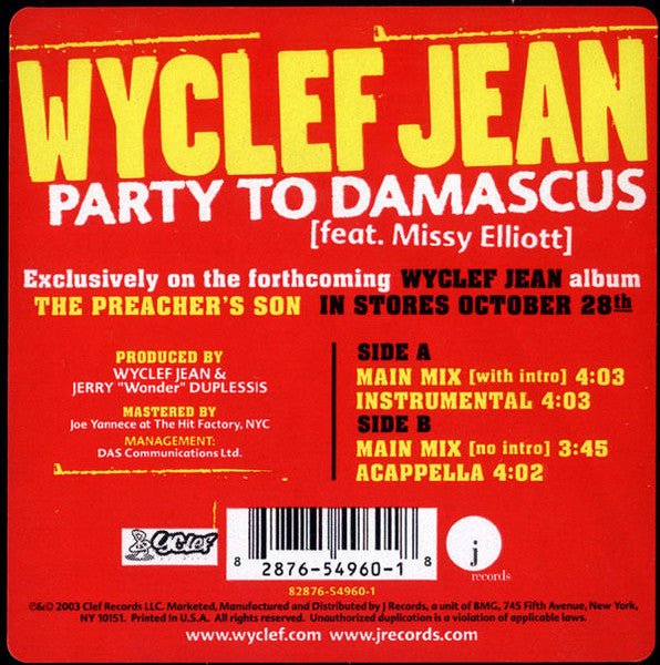 Wyclef Jean Feat. Missy Elliott – Party To Damascus – edition reference image