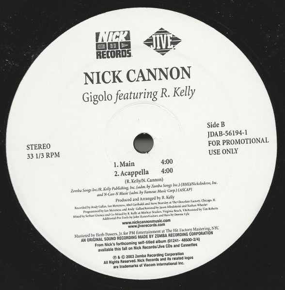 Nick Cannon Featuring R. Kelly – Gigolo – edition reference image
