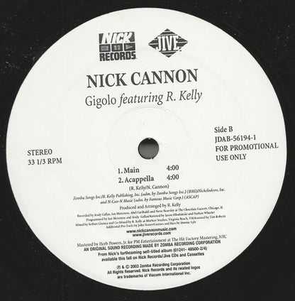 Nick Cannon Featuring R. Kelly – Gigolo – edition reference image
