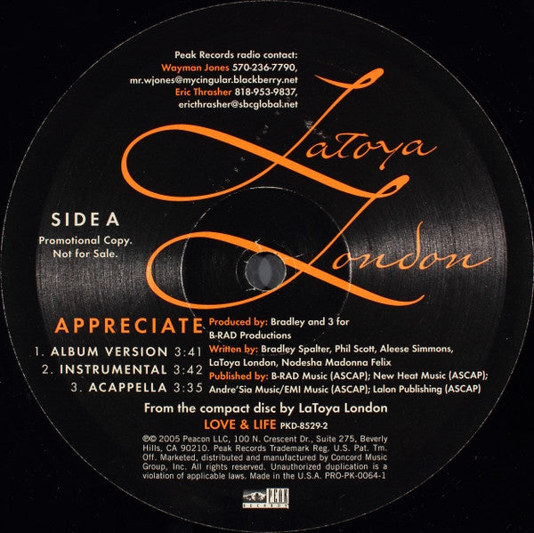 Latoya London Featuring Black Thought – Appreciate – edition reference image