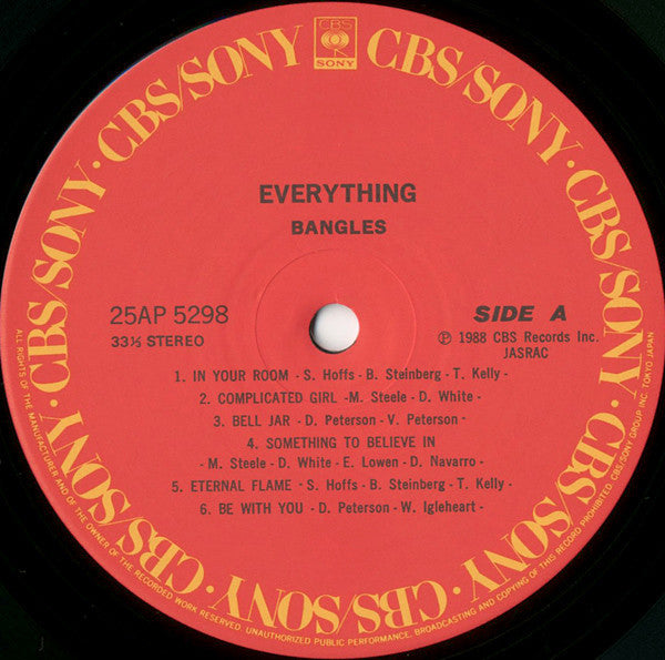 Bangles – Everything – Japan Promotional Vinyl (LP, No OBI)