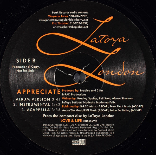 Latoya London Featuring Black Thought – Appreciate – edition reference image