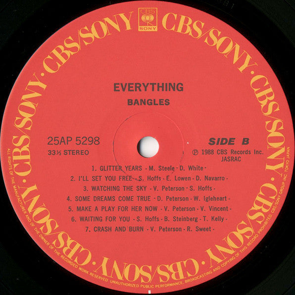 Bangles – Everything – Japan Promotional Vinyl (LP, No OBI)