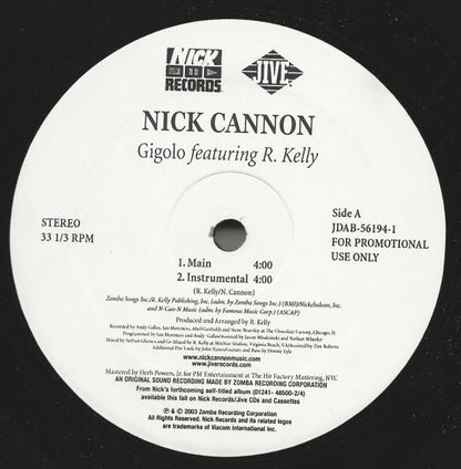 Nick Cannon Featuring R. Kelly – Gigolo – edition reference image