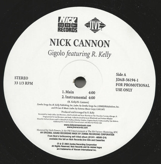 Nick Cannon Featuring R. Kelly – Gigolo – edition reference image