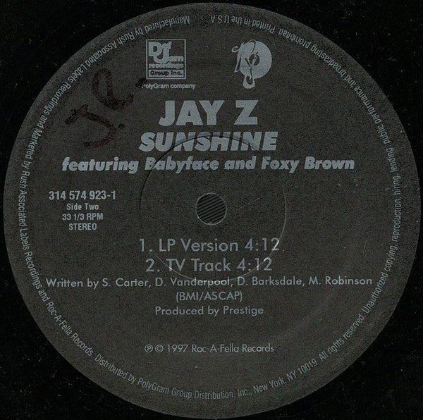 Jay-Z featuring Babyface and Foxy Brown – Sunshine – edition reference image