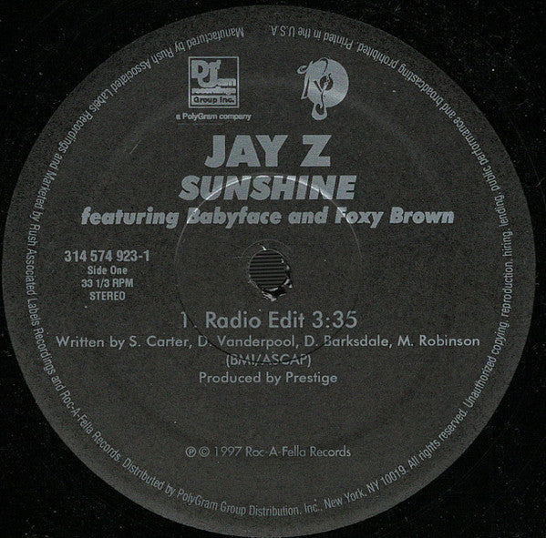 Jay-Z featuring Babyface and Foxy Brown – Sunshine – edition reference image