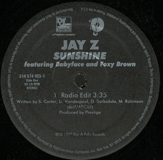 Jay-Z featuring Babyface and Foxy Brown – Sunshine – edition reference image