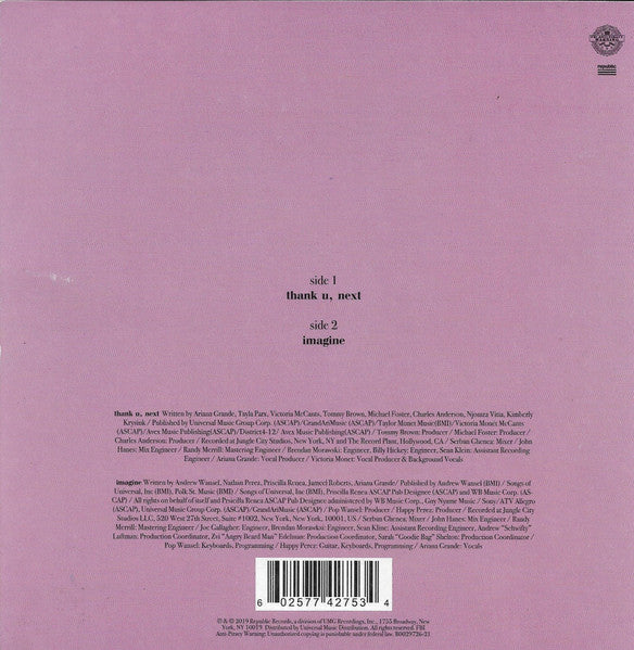 Ariana Grande – Thank U, Next – Limited Vinyl (7")