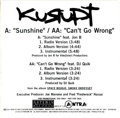 Kurupt – Sunshine / Can't Go Wrong – edition reference image